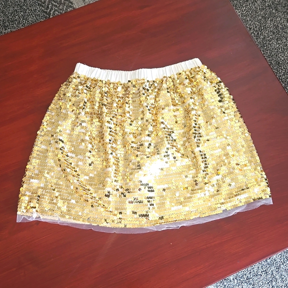 JCrew Crewcuts gold sequin skirt, size 12